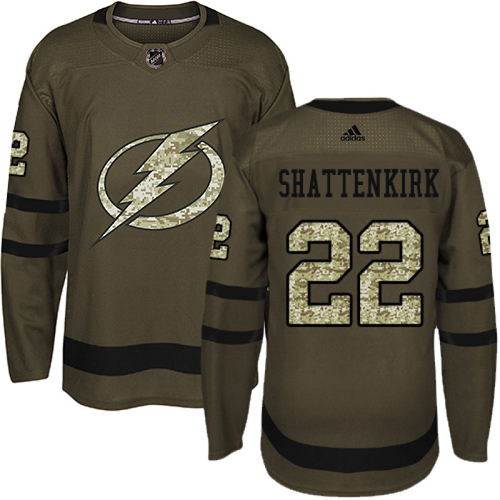Adidas Tampa Bay Lightning #22 Kevin Shattenkirk Green Salute to Service Youth Stitched NHL Jersey->youth nhl jersey->Youth Jersey